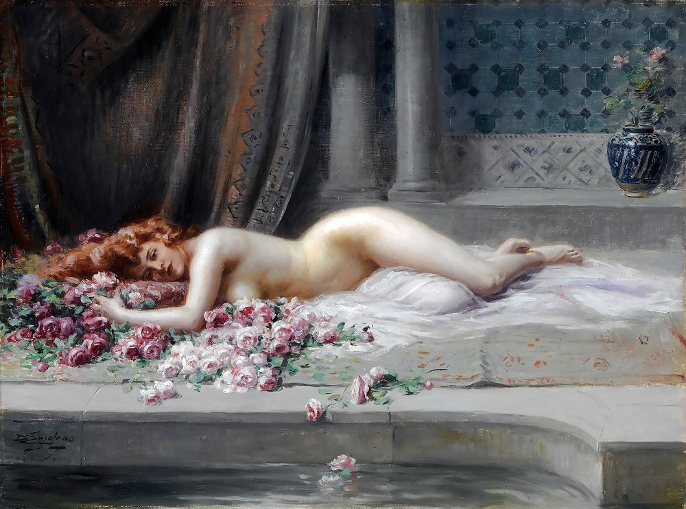 Nudo disteso tra le rose